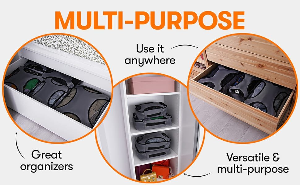 innovity packing cubes of different sizes and with their multi purpose are shown in picture